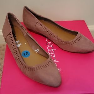 Pink suede flats